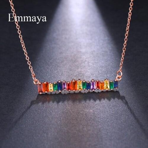 Emmaya Charming Ornament For Women Linear Appearance Rainbow Color Personality Necklace Classic Style In Wedding Party