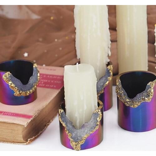 DIY Resin Candle Base Holder Cylinder Mould Epoxy Resin Crystal Candle Holder Storage Cup Silicone Mold For Halloween Decoration