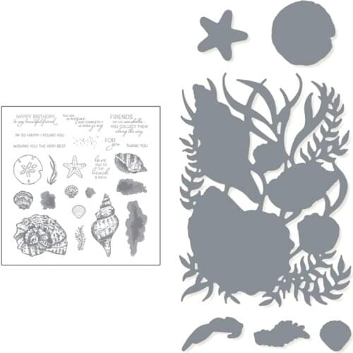 Shell Conch Seal Stamp with Cutting Dies Stencil DIY Scrapbook Embossing Photo