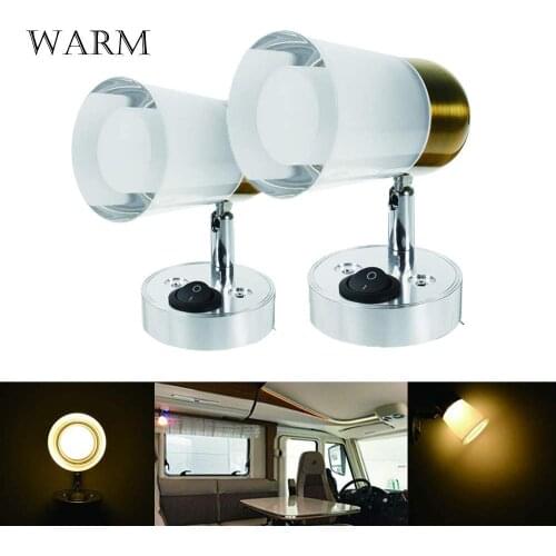 12V 3W Adjustable LED Wall Spot Light Double Heads Lamp for Boat Truck Caravan Reading Warm Camper RV Lamp