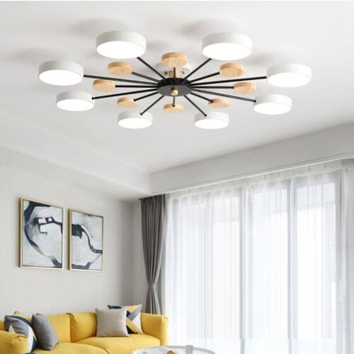 Led Ceiling Chandelier Light Wooden Nordic Lighting For Living Room Bedroom Fixtures Home