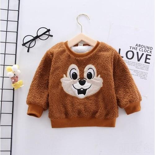 Boys girls sweaters winter children cute cotton thick velvet sweater for baby kids fashion warm pullover tops tollder clothes 5Y