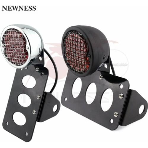 Motorcycle Rear Side Mount Taillight License Number Plate Bracket LED Aluminium Mesh Lens For Harley Sportsters Bobber Chopper