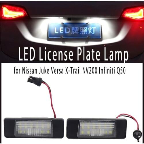 2pcs White Canbus LED License Number Plate Light No Error Tail Light Lamp for Nissan Juke Versa X-Trail NV200 Infiniti Q50