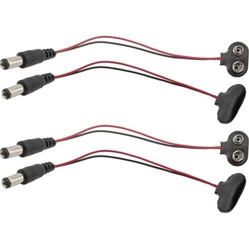 9V DC Battery Snap Power Cable Plug Clips Connectors DC 5.5*2.1 mm Male Plug 9V Battery Button Power Cable Battery Adapter