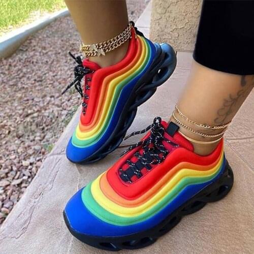 Women Sneakers 2020 Autumn Rainbow Platfrom Chunky Comfortable Brand Designer Ladies Sports Shoes Ourdoor Running