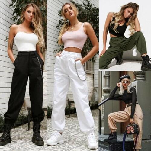 Womens Fashion Brand New Autumn Cargo Utility Work Hiking Army Military Multi Pockets Combat High Waist Casual Ladies Pants