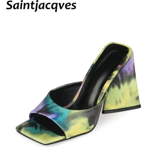 New Mixed Color 3D Printed Womens Shoes Super High Heel Womens Sandals Party Nightclub Mixed Color Open-toed Shoes for Women