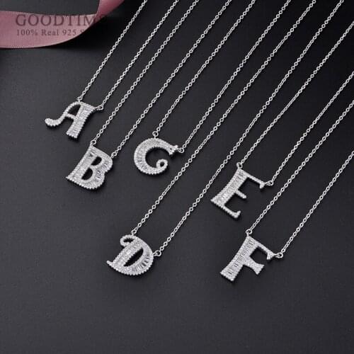 S925 Sterling Silver 26 Letters Pendant Necklace For Women Fashion New Rhinestone Zircon Letter Necklace A-Z Jewellery Girl Gift