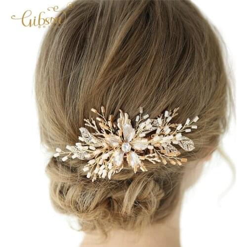 Golden Wedding Hair Comb Jewelry Bridal Hair Accessories Women Head Ornaments Party Headpiece