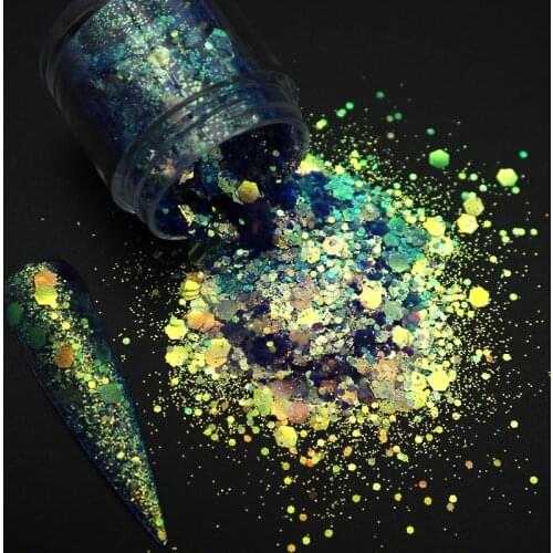 1 Box Holographic Nail Glitter Sequins Sparkly Chunky Chameleon Hexagon Flakes Paillette Polish Manicures Nail Art Decorations