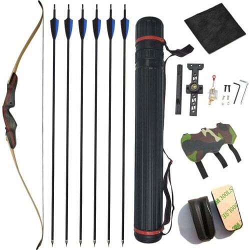 1 Set Archery Recurve Bow and Arrow Laminated Technology Wood and Bamboo Bow Carbon Arrow With Arrow Quiver Hunting Accessories