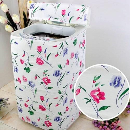 Durable Waterproof 3 Type Zippered Dust Covers Home Decor Thicker Washing Machine Cover Flower Pattern 1 pcs