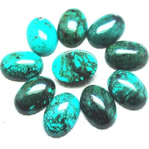 12PCS Nature Green Turquoise Cabochons No Hole Size 13X18MM Oval Shape Fashion DIY Jewelry Accessories And Findings Good Sells