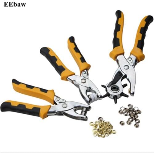 3 Pieces 3 in 1 Multi-function Card Leather Belt Hole Punch +Eyelet Plier +Snap Button Setter Tool Kit Household Tool