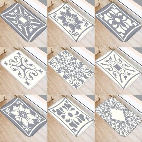 40x60cm Cute Diy Print Floor Mat Bathroom Ground Mat Slip Door Bath Pad Rug Living Room Kitchen Carpet Home Decor Grey