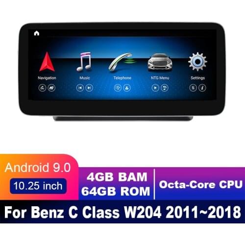4G LTE 4GB+64GB Android display For Mercedes Benz C Class W204 2011~2018 10.25" touch screen GPS Navigation car radio stereo