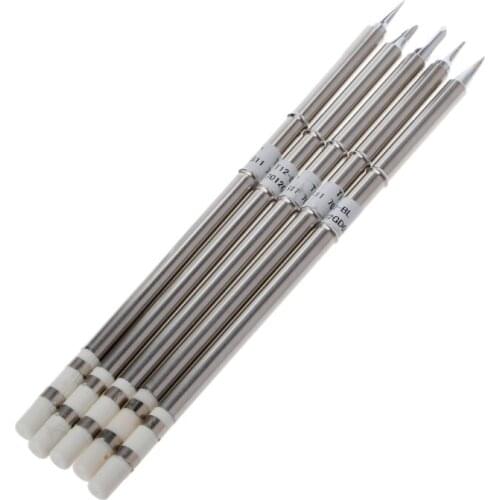 5 Pcs T12 Series Solder Iron Tips For Hakko FX951 Soldering Station FM-2027 2028 P82D