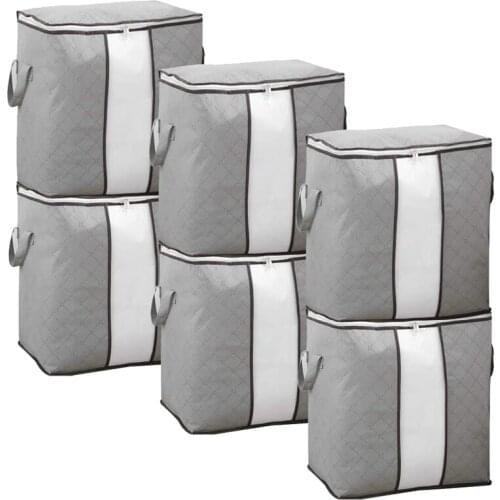6PCS 90L Foldable Storage Bags Extra Large Capacity Storage Bins With Clear Window,Closet Organizer Great For Clothes