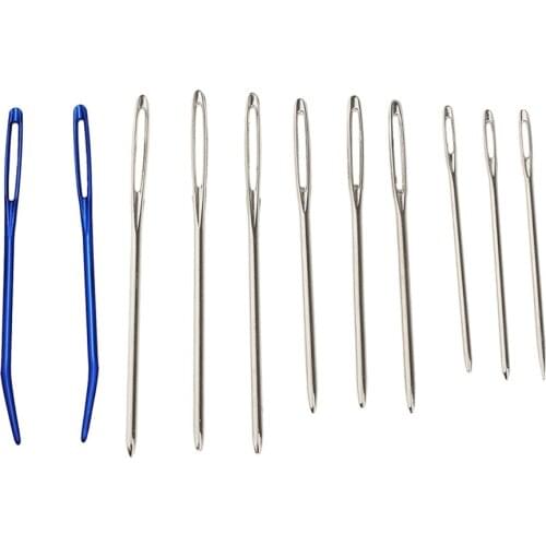 9 Pieces Large Eye Blunt Needles with 2 Pieces Bent Tip Needles for Tapestry Darning