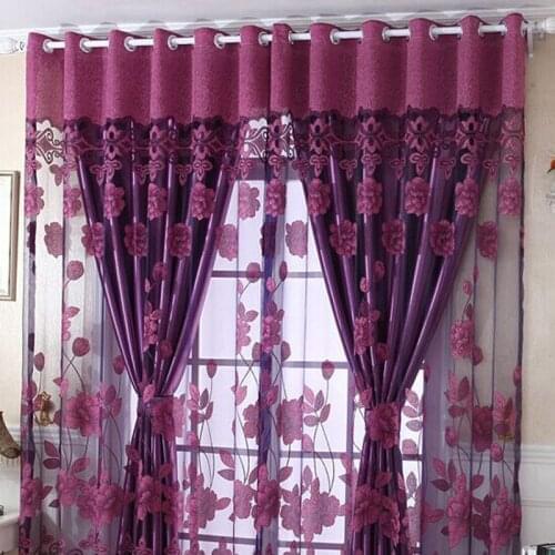 Promotion 100*250 CM Home Decoration Sheer Window Curtains Flowers Pattern Punching Voile Tulle Curtain Living Room VBE72 T20