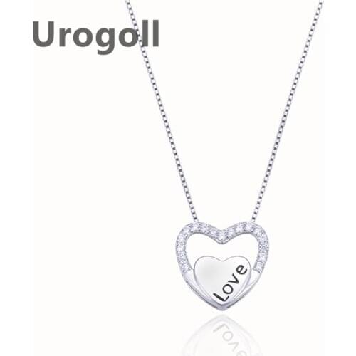 Noble Real 925 Sterling Silver Necklaces For Women Heart Pendant Necklaces Love Shape Chain Necklace For Women Jewelry Gift