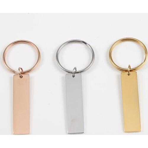 Strip Tag Key Chains Pendant Custom Made Logo Key Chains Stainless Steel Mirror Polished Key Chain Wholesale Key Chain 20pcs/lot