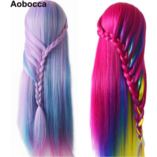 Aobocca Colorful Mannequin Head Training Head For Braid Hairdressing Manikin Doll Head
