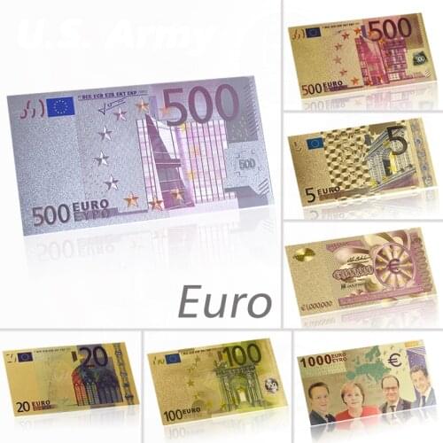 Colored Euro 500 Fake Banknotes Silver Foil Euro Banknote Bill Paper Money Collection Banknotes for Souvenir Gift