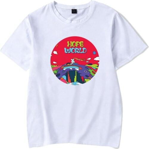 Kpop HOPE WORLD T-shirt Fashion Cartoon J-HOPE cotton White Tee Short Sleeve Summer Black T-shirt new arrivals Kpop bangtan boys