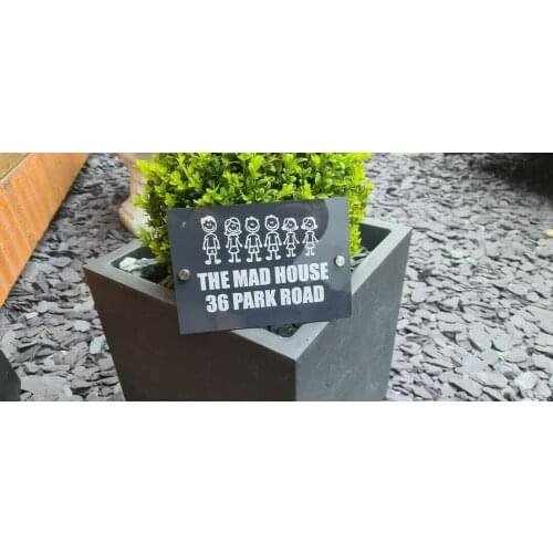 Customized THE MAD HOUSE DOOR SIGN PLAQUE HOUSE NUMBER ACRYLIC SIGN FAMILY
