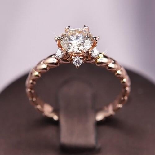 Pure 18K Rose Gold Moissanite Ring Flower shape Luxury jewelry Lab Diamond Wedding Anniversary Ring 18K gold ring