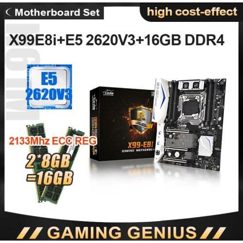 JINGSHA X99 E8I Motherboard Set With XEON E5 2620V3 2.4Ghz 6 Core CPU And 2*8GB=16GB DDR4 ECC REG RAM