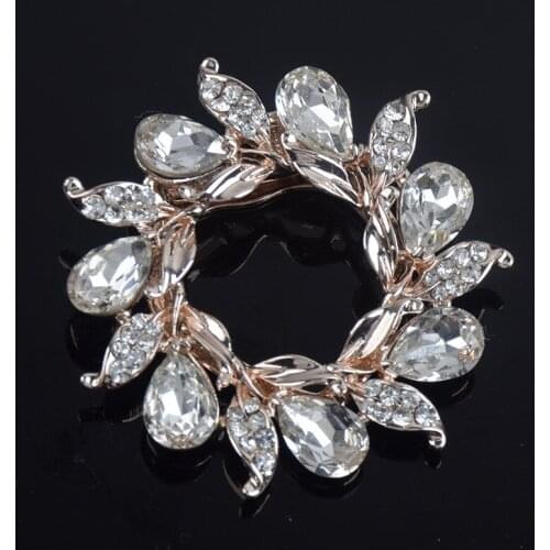 Beautiful Full Stone Flower Round Brooch
