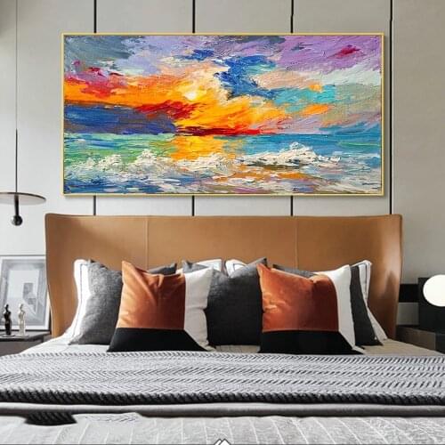 Colorful Abstract Sunset Oil Paintings Print On Canvas Art Poster And Prints Modern Graffiti Art Pictures For Bed Room Cuadros