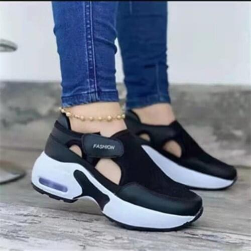 New Women Fashion Vulcanized Sneakers Platform Solid Color Flats Ladies Shoes Casual Breathable Wedges Ladies Walking Sneakers