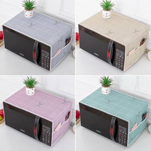 Nordic Microwave Cover Printed Microwave Oven Dust Proof Cover Cloth Towel Oven Cover Home Decor Elegant Kitchen Tools