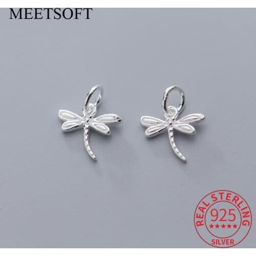MEETSOFT Trendy 925 Sterling Silver dragonfly insect DIY Necklace Making Finding Handmade Chic Charms Jewelry Accessories