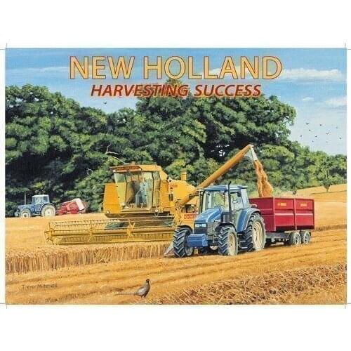 Metal New Holland Harvest Wall 20X30 Tin Sign Plaque Garage Shed Tractor Gift Farming