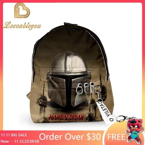 Mandalorian 3D Printing Fashion Backpack Teens Student School Bags Outdoor Casual Boy and Girl Zipper Travel Canvas Bags