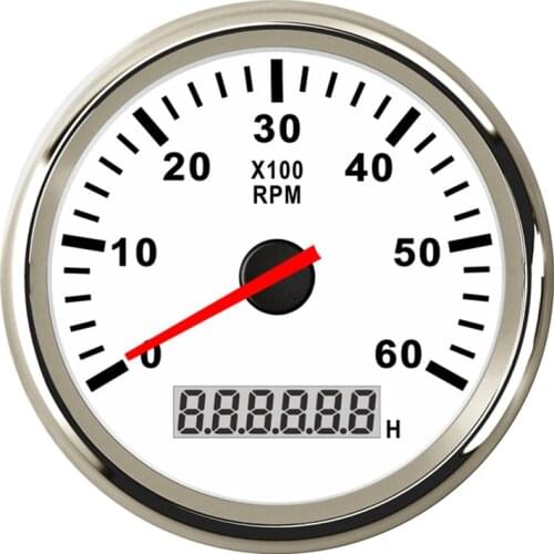 Marine Tachometer Gauge 0-6000K RPM with LCD Hourmeter For Universal Car Yacht Boat Waterproof 85mm Tacho meter 12V/24V
