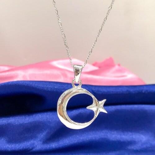 The moon the stars Custom Size Silver Men 'S Necklace Chain