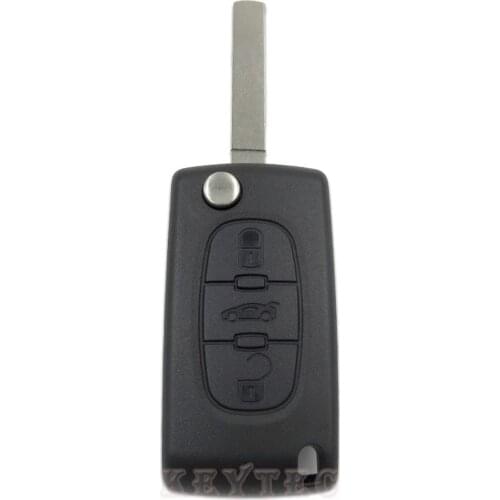 OkeyTech For Peugeot 307 3 Buttons Remote Car Key Shell Trunk Button With Battery Clamp Without Groove Blade Uncut Flip FOB