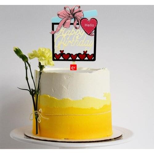 Gift Box Happy Birthday Cake Topper New Diamond Heart Cupcake Toppers For Baby Girls Birthday Party Cake Decorations Baby Shower