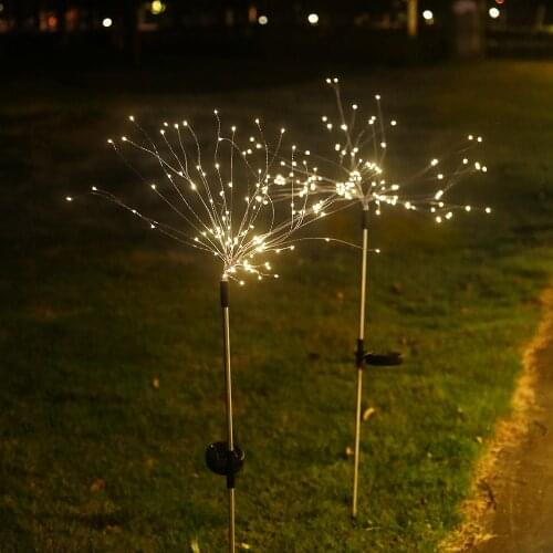 Outdoor Solar Garden Lamp Sunlight Grass Fireworks Lights 90/120/150 LED Lawn Lamp Pathway Light For Garden Home Landscape Lamps