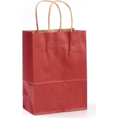 10pcs Pure Color Kraft Paper Bags Shopping Bags for Party Clothes Shoes Packaging with Handles Rectangle 21x15x8cm