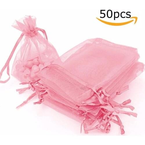 50 Pack Organza Gift Bags Wedding Party Favor Bags Jewelry Pouches wedding decoration
