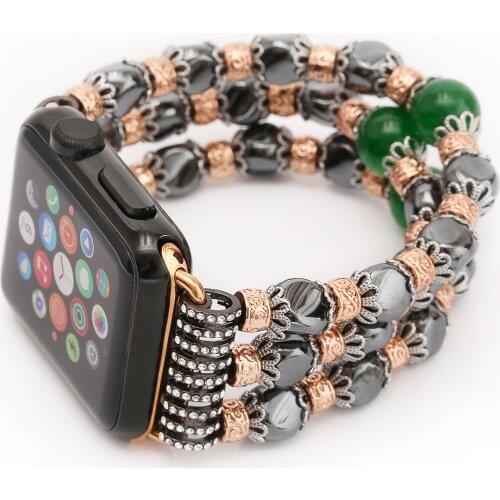 Watchband Hematite Metal Buckle Belt Stylish Watch Strap for Apple Watch SE Series 6 5 4 3 2 Band 44mm 40mm 42mm 38mm Wristband