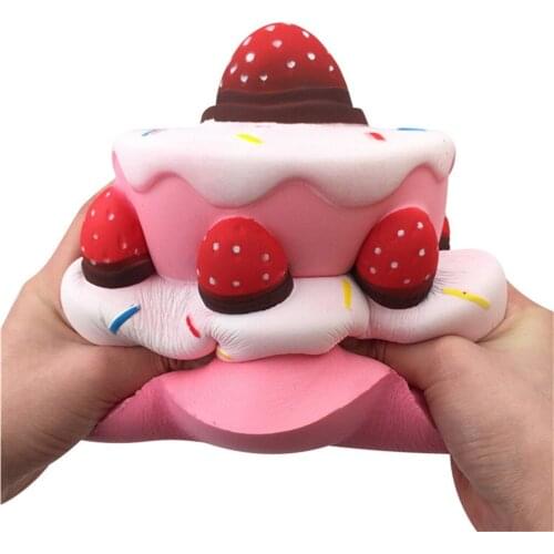 Squishies Kawaii Super Strawberry Cake Toy Elastic Children Slow Rising Cream Scented Stress Relief Toy Kids Decompression Gift