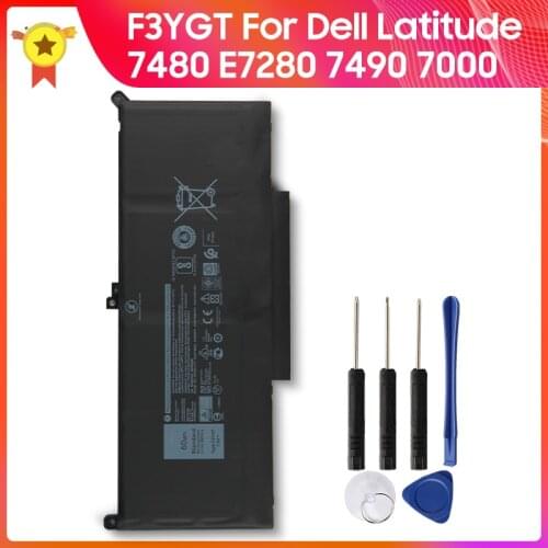 Replacement Battery F3YGT DM3WC 2X39G For Dell Latitude 12 7480 E7280 7490 7000 7280 Authentic Battery 60Wh +tools